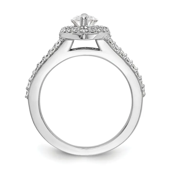 14K White Gold Diamond Marquise CZ Halo Engagement Ring Goldiacom Rings