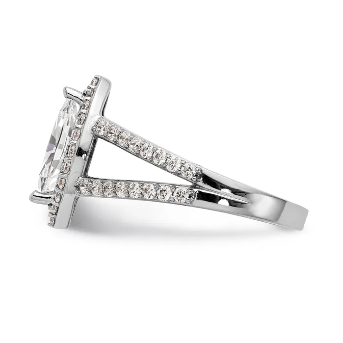14K White Gold Diamond Marquise CZ Halo Engagement Ring Goldiacom Rings