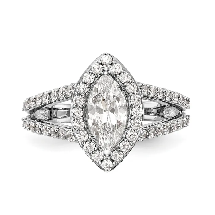 14K White Gold Diamond Marquise CZ Halo Engagement Ring Goldiacom Rings