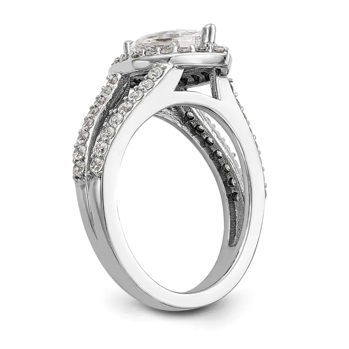 14K White Gold Diamond Marquise CZ Halo Engagement Ring Goldiacom Rings