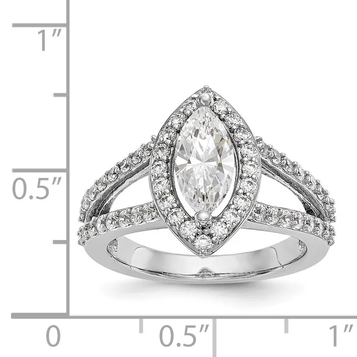 14K White Gold Diamond Marquise CZ Halo Engagement Ring Goldiacom Rings