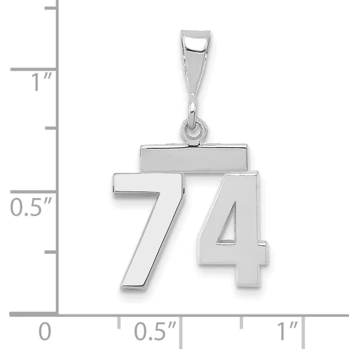 14k White Goldw Small Polished Number 74 Charm Goldia Charm Necklaces