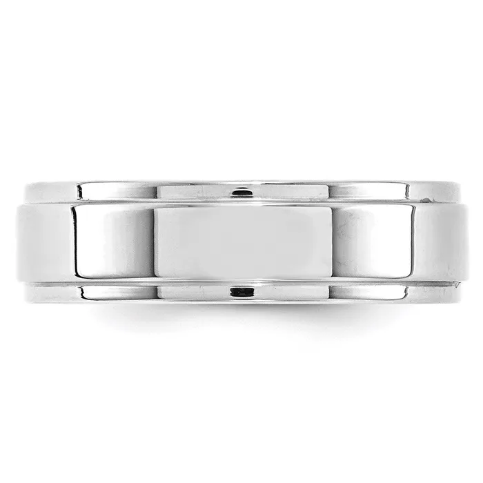 Rings Goldia Solid 14K White Gold 6mm Flat with Step Edge MensWomens Wedding Band Ring Size 4 Rings Goldia Solid 14K White Gold 6mm Flat with Step Edge MensWomens Wedding Band Ring Size 4