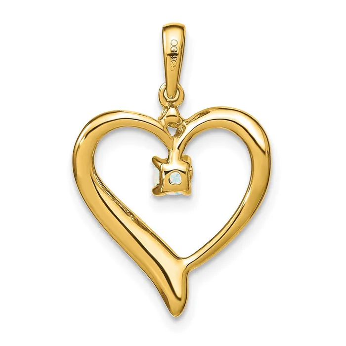 14k Created Opal and Diamond Heart Pendant TreasureFineJewelers Necklaces