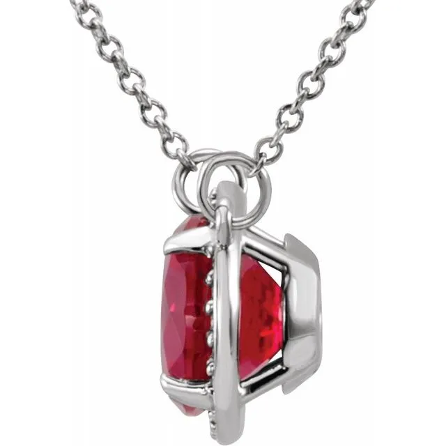 14K White 8 mm Round LabCreated Ruby 05 CTW Diamond 16 Necklace TreasureFineJewelers Necklaces