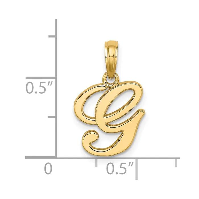 14k Yellow Gold Script Letter G Initial Pendant TreasureFineJewelers Necklaces