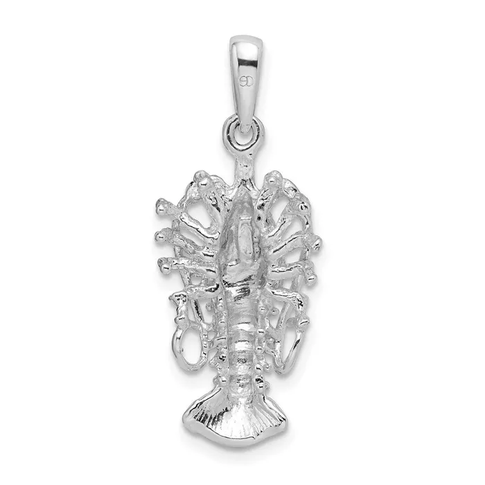 Necklaces Sterling Silver Polished Medium Florida Lobster Pendant TreasureFineJewelers