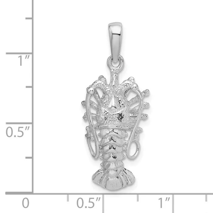 Necklaces Sterling Silver Polished Medium Florida Lobster Pendant TreasureFineJewelers