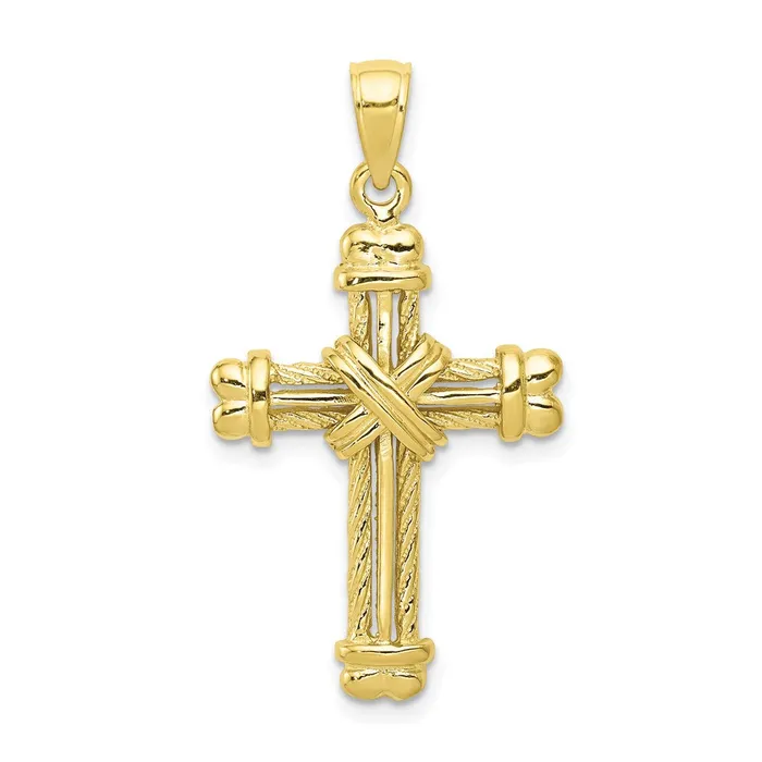 Necklaces TreasureFineJewelers 10K Gold Polished Textured Cross Pendant