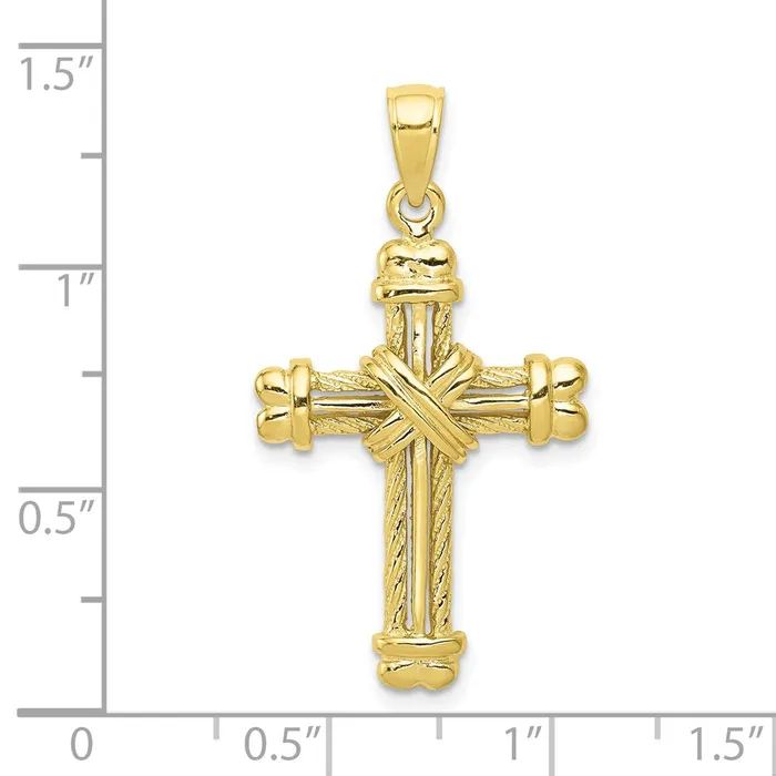 Necklaces TreasureFineJewelers 10K Gold Polished Textured Cross Pendant