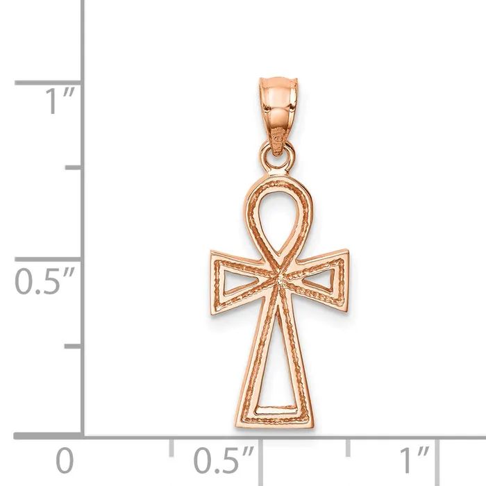 Necklaces TreasureFineJewelers 14K Rose Polished Ankh Pendant