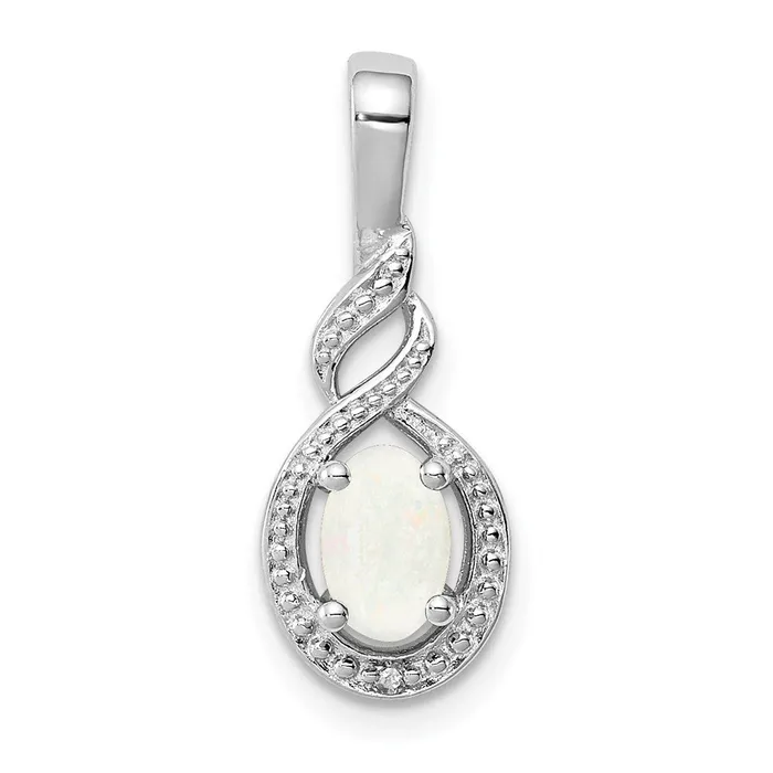 Necklaces TreasureFineJewelers Sterling Silver Rhodiumplated Created Opal Diam Pendant Necklaces TreasureFineJewelers Sterling Silver Rhodiumplated Created Opal Diam Pendant