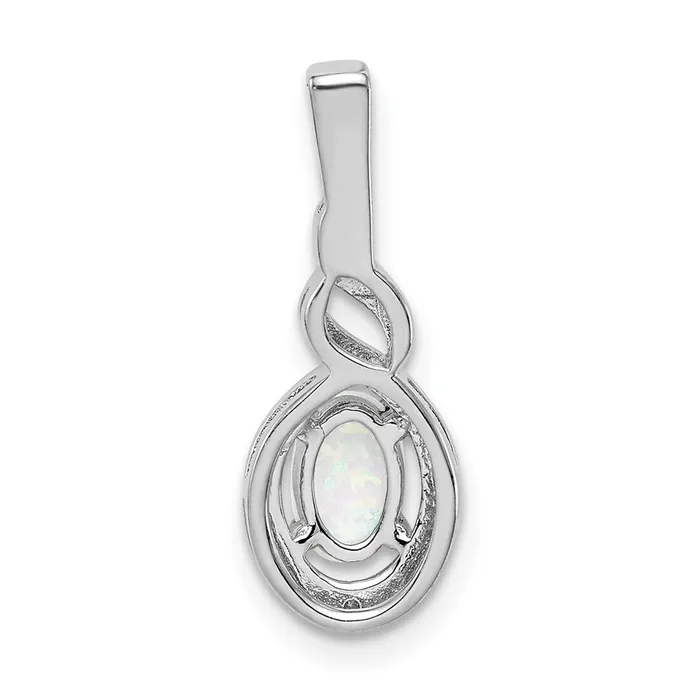 Necklaces TreasureFineJewelers Sterling Silver Rhodiumplated Created Opal Diam Pendant