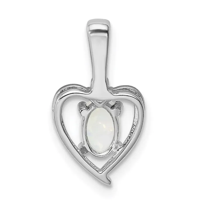 Necklaces TreasureFineJewelers Sterling Silver Rhodiumplated Created Opal Diam Pendant