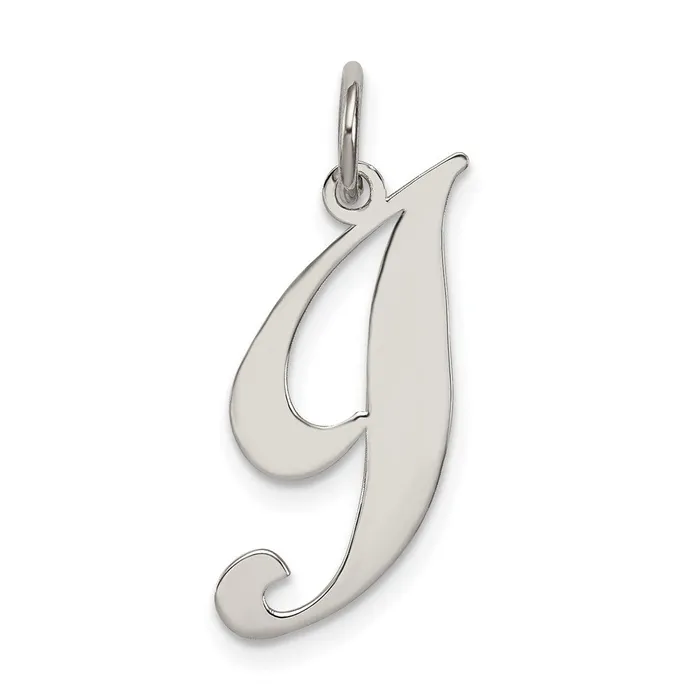 Necklaces TreasureFineJewelers Sterling Silver Rhodiumplated Fancy Script Letter I Initial Charm Necklaces TreasureFineJewelers Sterling Silver Rhodiumplated Fancy Script Letter I Initial Charm