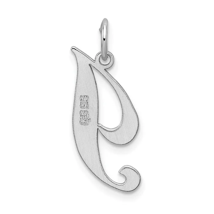 Necklaces TreasureFineJewelers Sterling Silver Rhodiumplated Fancy Script Letter I Initial Charm
