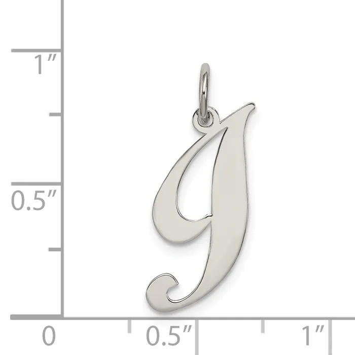 Necklaces TreasureFineJewelers Sterling Silver Rhodiumplated Fancy Script Letter I Initial Charm