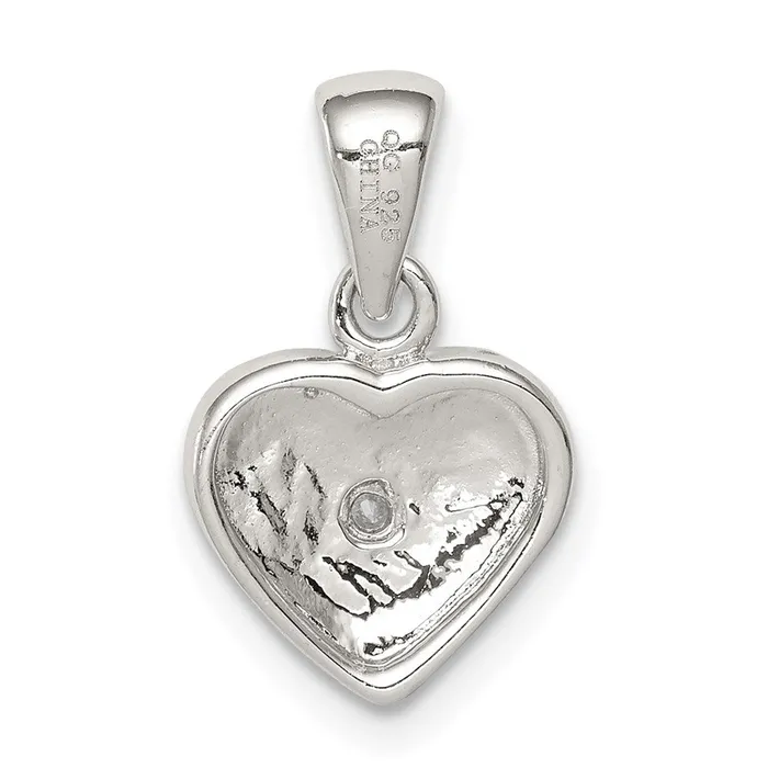 Sterling Silver Rhodium Plated Red Enamel with CZ Heart Pendant TreasureFineJewelers Necklaces