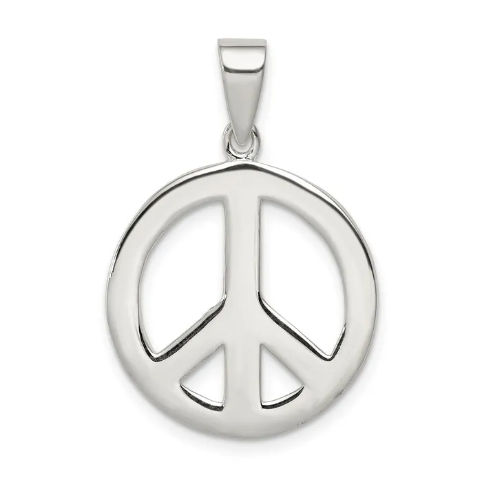 Sterling Silver Round Polished Peace Pendant TreasureFineJewelers Necklaces Sterling Silver Round Polished Peace Pendant TreasureFineJewelers Necklaces