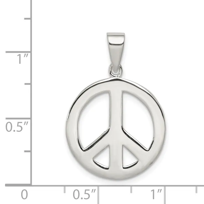 Sterling Silver Round Polished Peace Pendant TreasureFineJewelers Necklaces
