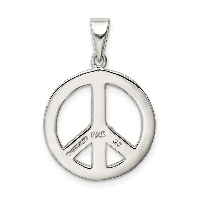 Sterling Silver Round Polished Peace Pendant TreasureFineJewelers Necklaces