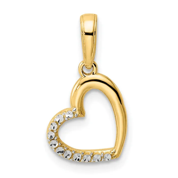 TreasureFineJewelers 14k and White Rhodium Diamondcut Heart Pendant Necklaces TreasureFineJewelers 14k and White Rhodium Diamondcut Heart Pendant Necklaces