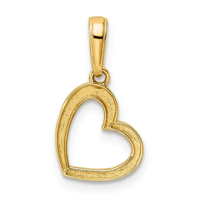 TreasureFineJewelers 14k and White Rhodium Diamondcut Heart Pendant Necklaces