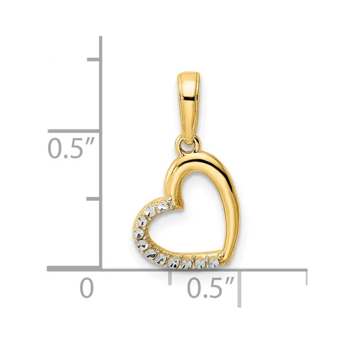 TreasureFineJewelers 14k and White Rhodium Diamondcut Heart Pendant Necklaces