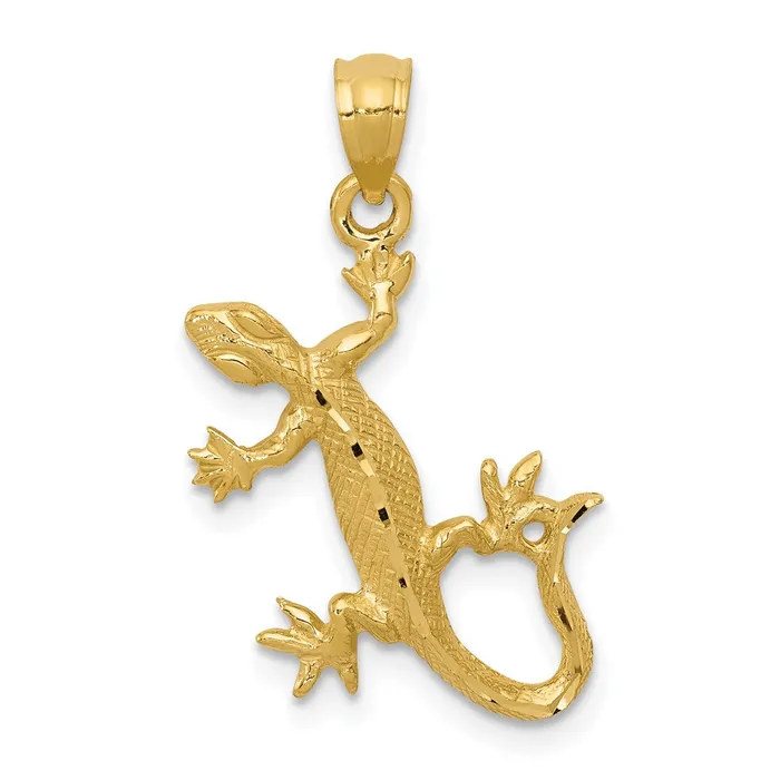 TreasureFineJewelers Necklaces 14k DiamondCut Lizard Pendant
