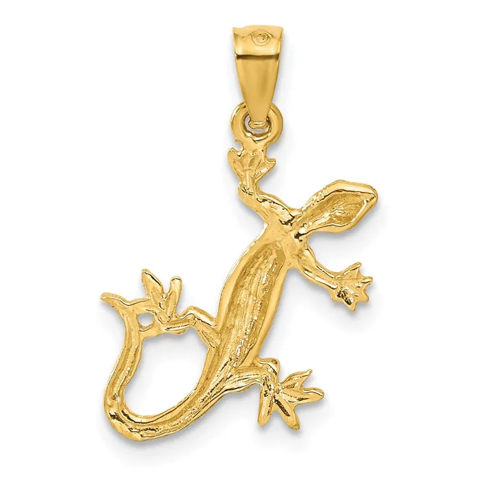 TreasureFineJewelers Necklaces 14k DiamondCut Lizard Pendant