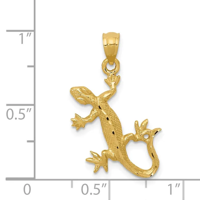 TreasureFineJewelers Necklaces 14k DiamondCut Lizard Pendant