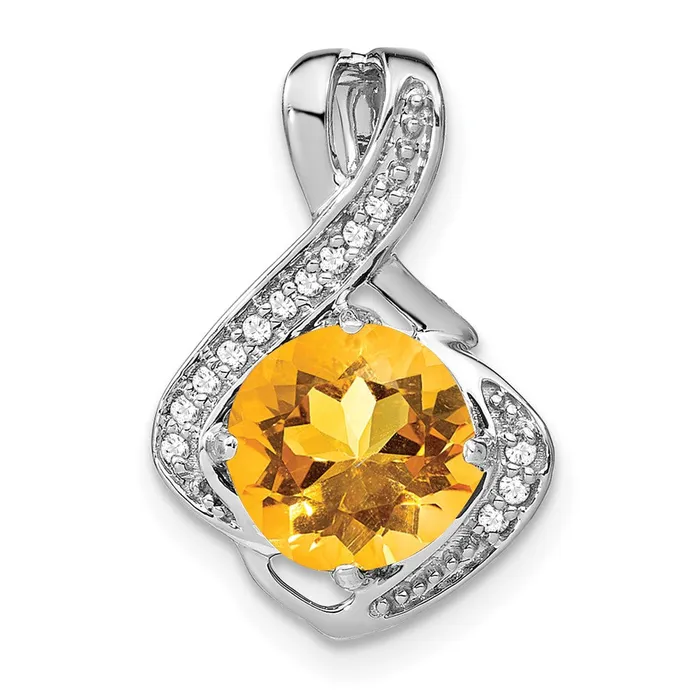 TreasureFineJewelers Necklaces 14k White Gold Citrine and Diamond Pendant TreasureFineJewelers Necklaces 14k White Gold Citrine and Diamond Pendant