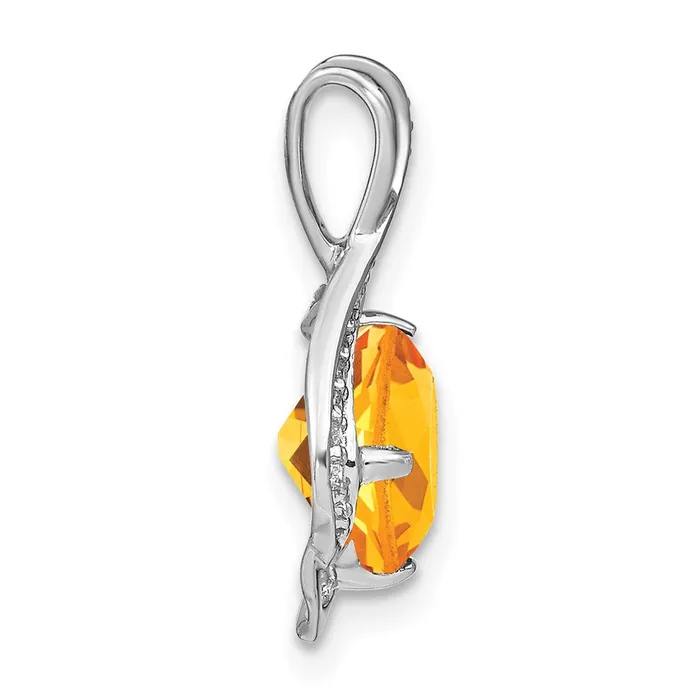 TreasureFineJewelers Necklaces 14k White Gold Citrine and Diamond Pendant