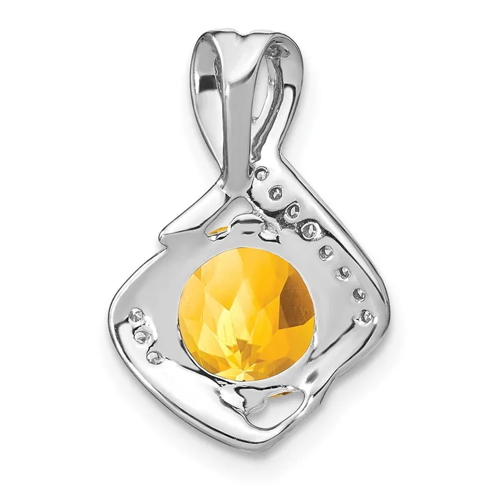 TreasureFineJewelers Necklaces 14k White Gold Citrine and Diamond Pendant