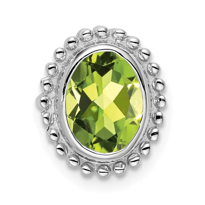 TreasureFineJewelers Necklaces 14k White Gold Oval Peridot Chain Slide