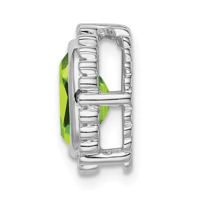 TreasureFineJewelers Necklaces 14k White Gold Oval Peridot Chain Slide