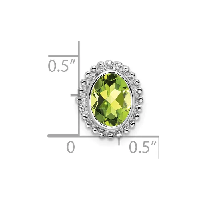 TreasureFineJewelers Necklaces 14k White Gold Oval Peridot Chain Slide