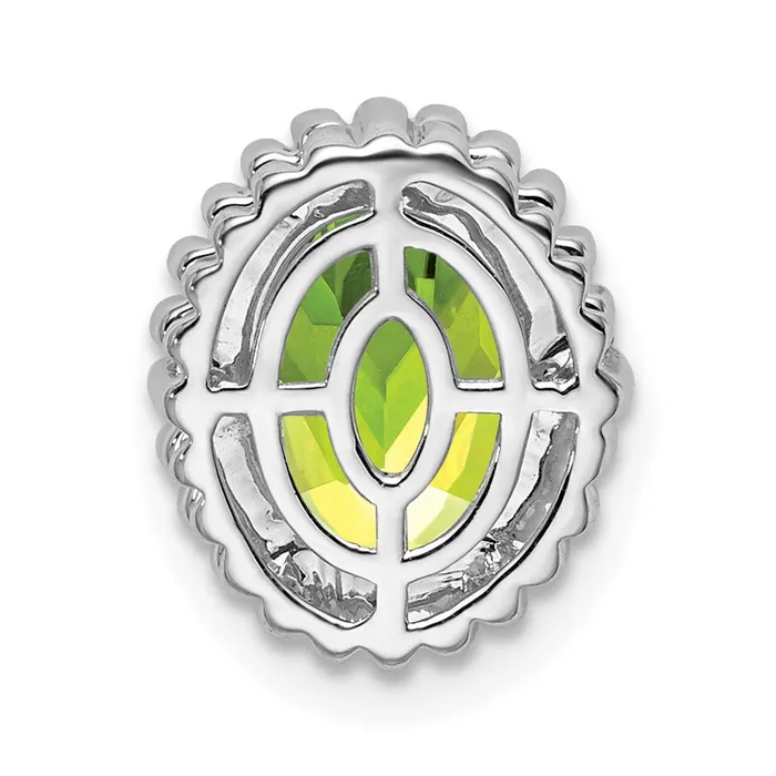 TreasureFineJewelers Necklaces 14k White Gold Oval Peridot Chain Slide