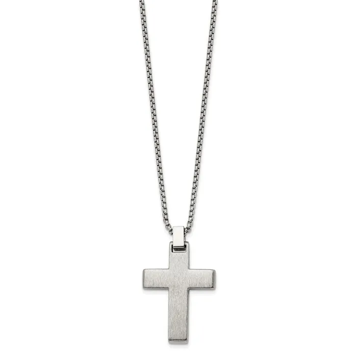 TreasureFineJewelers Necklaces Stainless Steel Polished Yellow IPplated Cross 195in Necklace