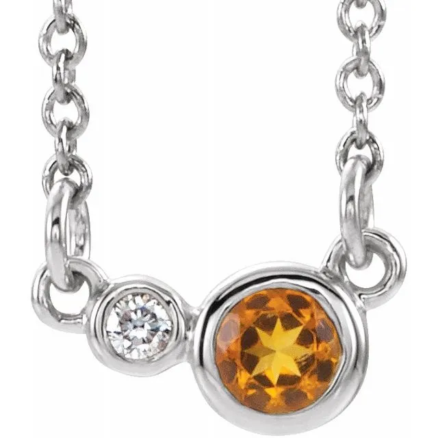 TreasureFineJewelers Necklaces Sterling Silver Citrine 02 CTW Diamond 18 Necklace TreasureFineJewelers Necklaces Sterling Silver Citrine 02 CTW Diamond 18 Necklace