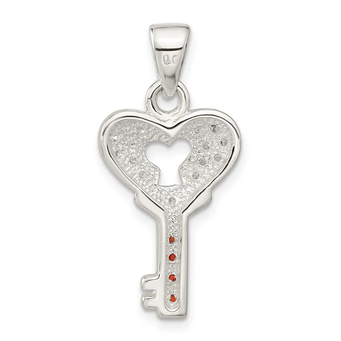 TreasureFineJewelers Necklaces Sterling Silver CZ Key Pendant