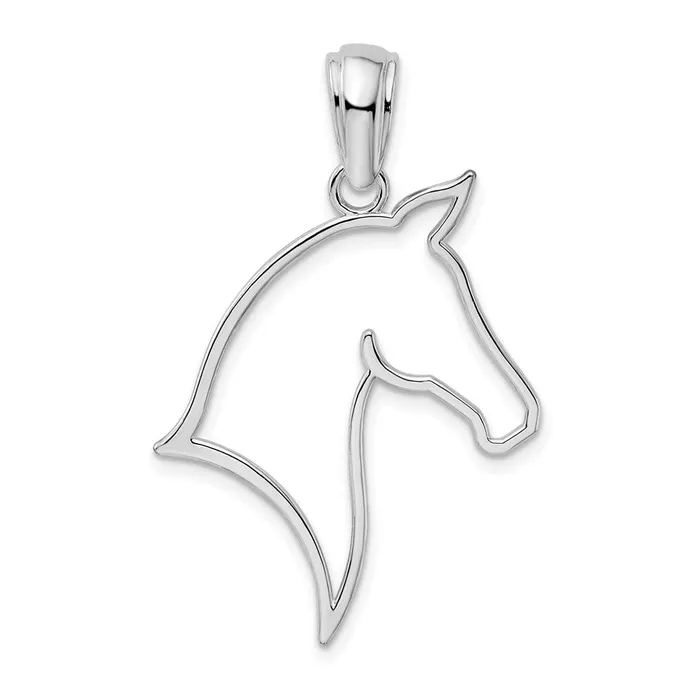TreasureFineJewelers Necklaces Sterling Silver Polished Cutout Horse Head Pendant TreasureFineJewelers Necklaces Sterling Silver Polished Cutout Horse Head Pendant
