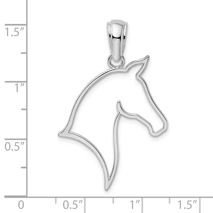 TreasureFineJewelers Necklaces Sterling Silver Polished Cutout Horse Head Pendant