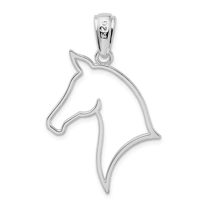 TreasureFineJewelers Necklaces Sterling Silver Polished Cutout Horse Head Pendant