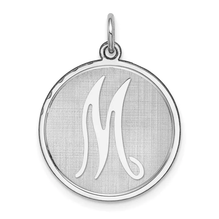 TreasureFineJewelers Necklaces Sterling Silver Rhodiumplated Brocaded Letter M Initial Charm TreasureFineJewelers Necklaces Sterling Silver Rhodiumplated Brocaded Letter M Initial Charm