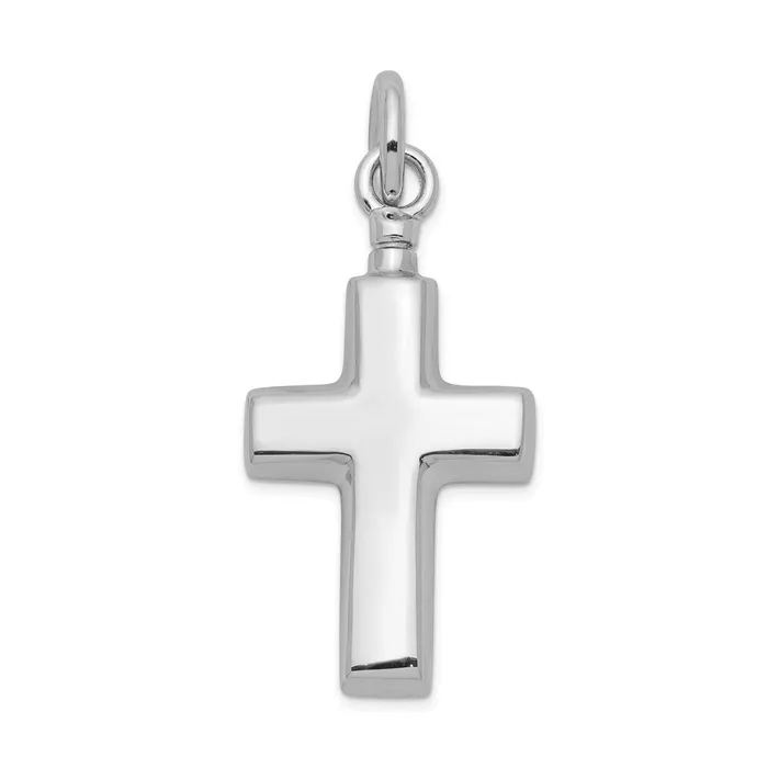 TreasureFineJewelers Necklaces Sterling Silver Rhodiumplated Polished Cross Ash Holder Pendant TreasureFineJewelers Necklaces Sterling Silver Rhodiumplated Polished Cross Ash Holder Pendant