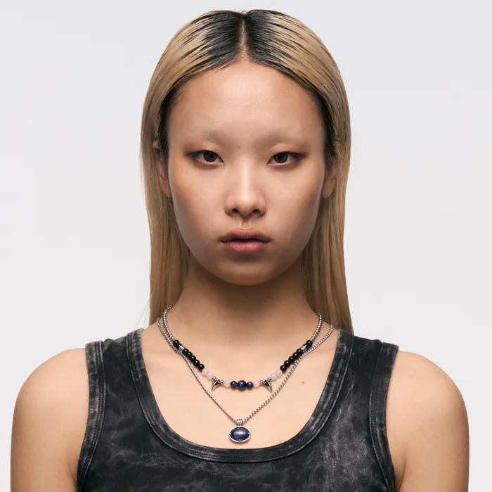 Blackheadshop Snake Fang Bead PullThrough Double Layer Necklace Necklaces