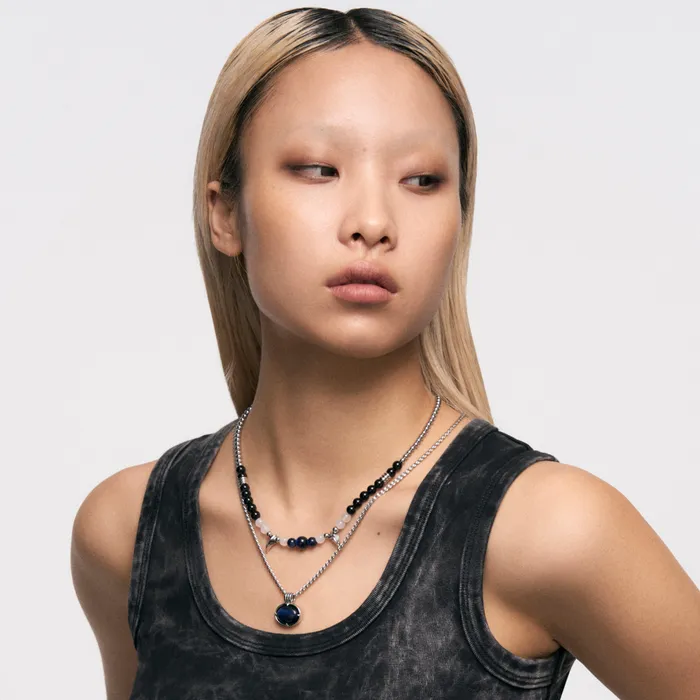 Blackheadshop Snake Fang Bead PullThrough Double Layer Necklace Necklaces