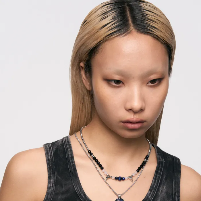 Blackheadshop Snake Fang Bead PullThrough Double Layer Necklace Necklaces