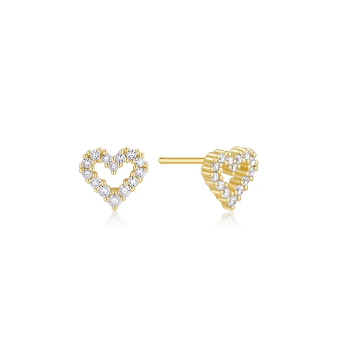 Gold Plated Micro CZ Heart Studs Eklexic Necklaces